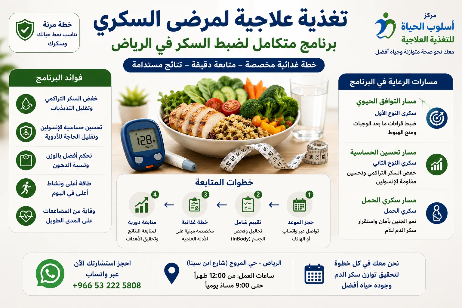 تغذية علاجية لمرضى السكري بالرياض