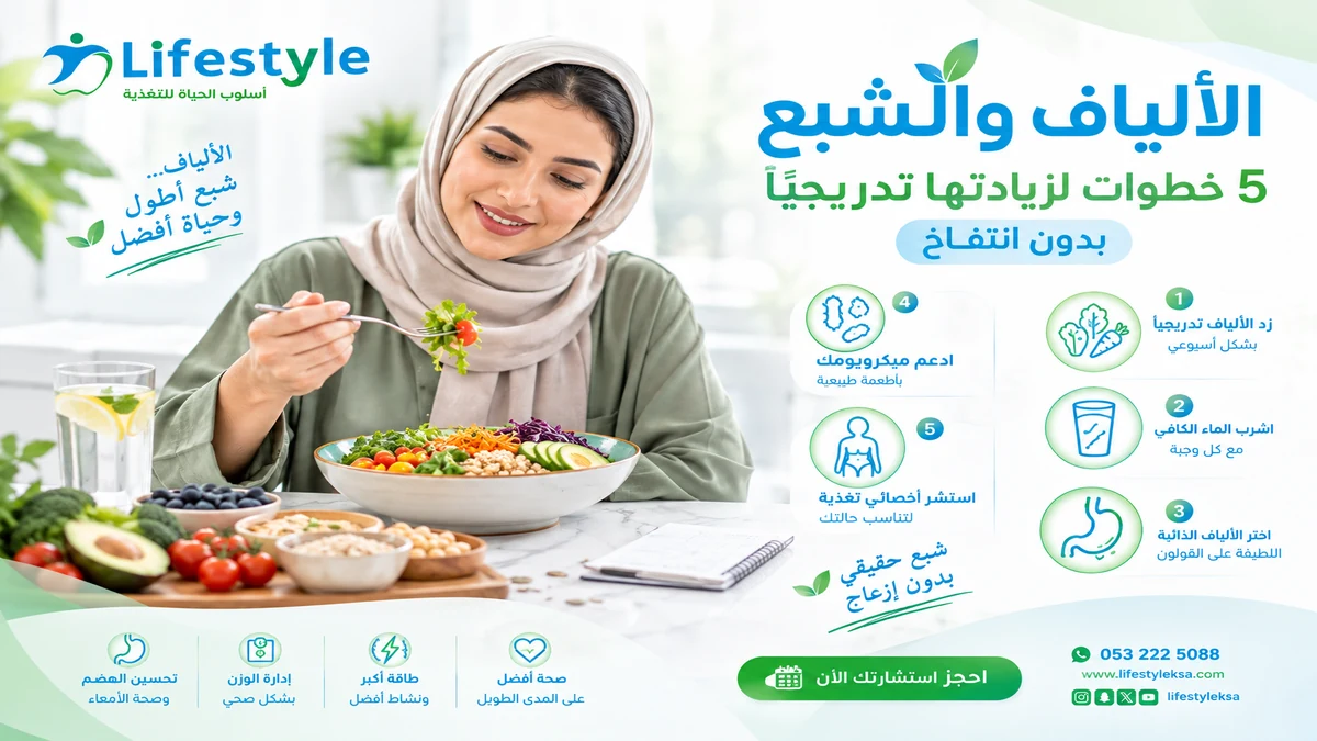 الألياف والشبع وكيفية زيادتها تدريجياً بدون انتفاخ